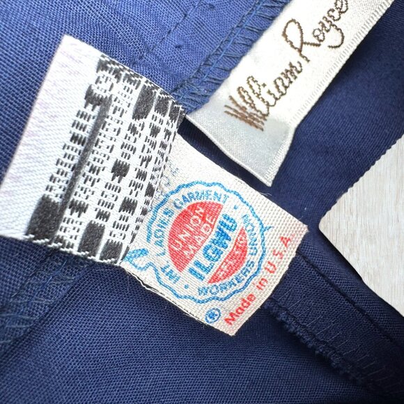 WILLIAM ROYCE Vintage NWT Blue High Rise Waist Navy Blue Pleated Pants USA Made - Picture 5 of 9